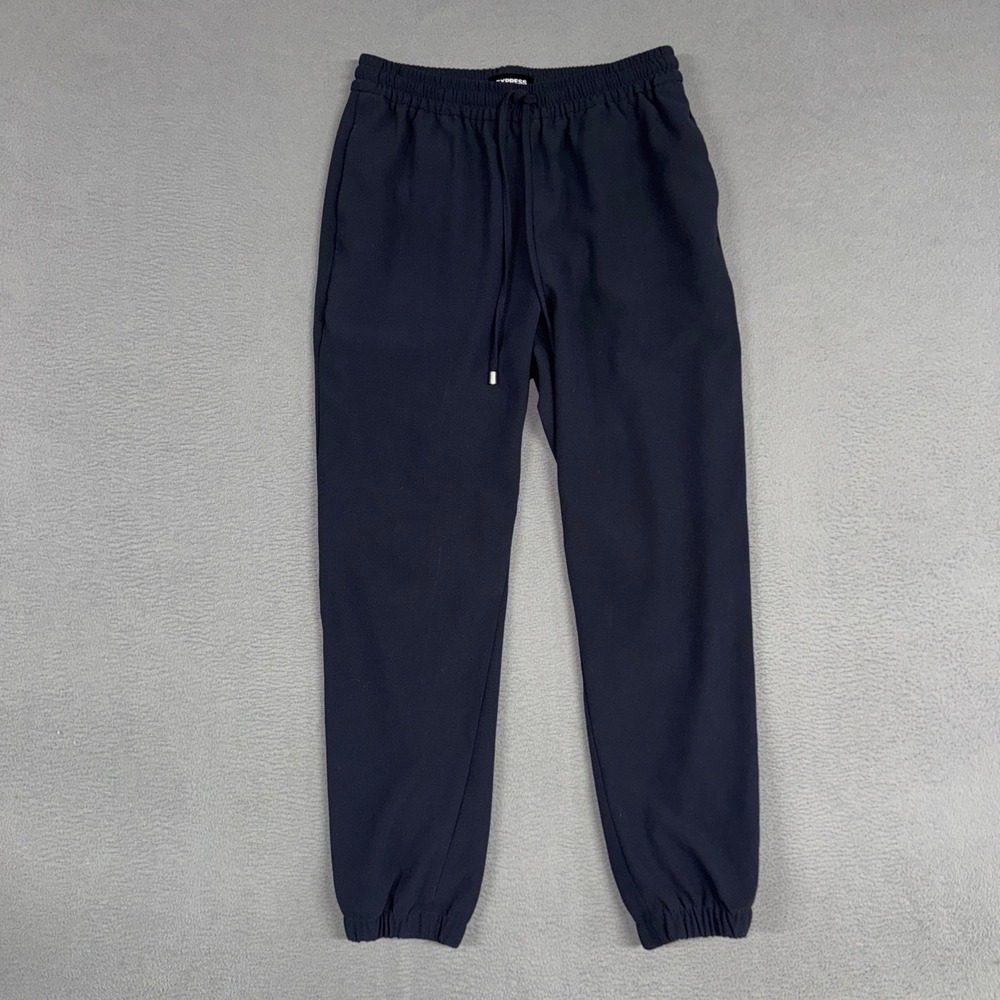 Express Pants Womens Small Navy Blue Joggers Ankle High Rise Drawstring Tapered